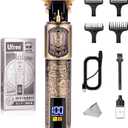 Ufree Professional Beard Trimmer for Men, Zero Gapped T-Blade Hair Clipper & Mustache Trimmer Kit with LCD Display, Precision Edgers for Haircut & Grooming, Barber-Grade Electric Shaver, Gifts for Men (Bronze)