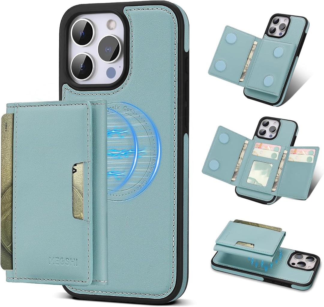 for iPhone 16 pro max Wallet Case, 2-in-1 Detachable Phone Case, Card Holder RFID Blocking, Fashionable Faux Leather Card Slot & Folding Design (Blue 6.9'')