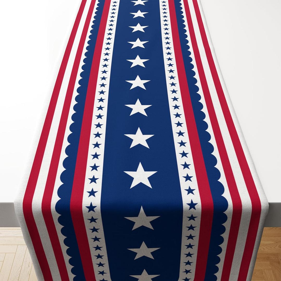 OHOME 4th of July Decorations - Patriotic USA Stars Table Runner for Home | Memorial Day Decorations - 250th Anniversary Fourth of July Accessories Decor Party Supplies Indoor Outdoor