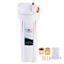 H&G Lifestyles Whole House Water Filter Housing,2.5 x 10 Water Filter Canister, with 3/4 Copper NPT Fittings Stainless Steel Bracket, RV Water Filtration System for Well Water & City Water White