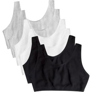 Fruit of The Loom Women's Multi-Pack Tank Top Style Sports Bra (34, Black/ White/Heather Grey)