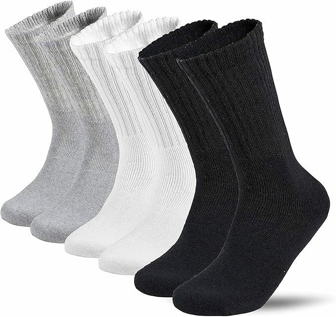 Lot 3-12 Pairs Mens Solid Sports Athletic Work Plain Crew Socks Size 10-13 (12 Pack)