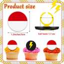 Honeydak 48 Pcs Cartoon Red and White Cupcake Ring Cartoon Birthday Decorations Yellow Cake Topper Ring Red and White Cupcake Topper Birthday Party Decorations for Girls Party