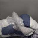 Litanika Mineral Blue Comforter Set Super King - 3 Pieces Lightweight Mineral Blue White Colorblock Stripe Fluffy Bedding Comforter Sets, All Season Bed Set