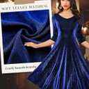 Dressystar Womens Velvet Midi Sequin Cocktail Dress Fall Winter Long Sleeve Formal Wedding Guest Party Dresses with Pocket (M)