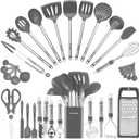 Kitchen Utensil Set-Silicone Cooking Utensils-33 Kitchen Gadgets & Spoons for Nonstick Cookware-Silicone and Stainless Steel Spatula Set-Best Kitchen Tools, Useful Pots (Grey) (Gray)