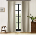 Neutral Pinch Pleat Linen Blackout Curtains 108 Inches Long 2 Panel Set for Living Room Back Tab Pleated Drapes Room Darkening Light Blocking Window Curtain for Bedroom Cottage Farmhouse Taupe 9 FT