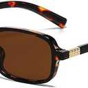 AIEYEZO Retro Rectangular Sunglasses for Women Fashion Square Sun Glasses Trendy Vintage Small Frame Shades (Tortoise/Brown)