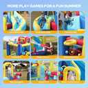 ELEMARA 10 in 1 Inflatable Water Slide Bounce House, Inflatable Bounce House with Blower, Dual Slides & Climbing Walls & Ring-toss Game & 2 Water Guns, Splash Pool, Blow up Water Slide with Blower, Large