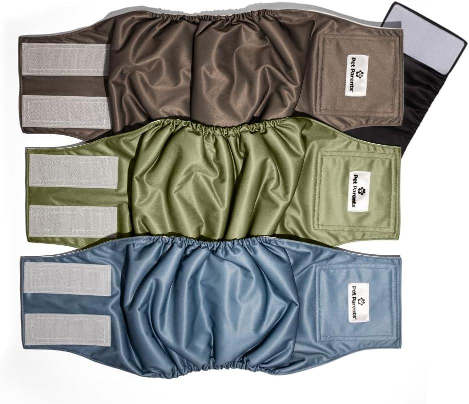 Pet Parents Washable Belly Bands for Male Dogs (3pack) + Extendrs of Durable Dog Diapers Male, Premium Male Dog Diapers & Dog Wraps (X-Large, Koda)