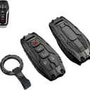 Heavy Key Fob Cover Case Protector for Ford, Keychain, Accessories for Ford F150 Mustang Explorer Edge Fusion Lincoln MKZ MKC MKX(Model-B Black)