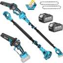 SEESII 2-in-1 Cordless Pole Saws for Tree Trimming, 6 Inch Mini Electric Chainsaw with 2 x 4000mAh Batteries, Battery Powered Chain Saw with Extension Pole, Tree Trimmer Limb Branch Cutter Pruner