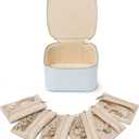 VLANDO Small Jewelry Organizer,Travel Jewelry Case with 6 Velvet Jewelry Zipper Bags for Girls,Ideas Gifts for Christmas Wedding,Birthday,Graduation-Baby Blue