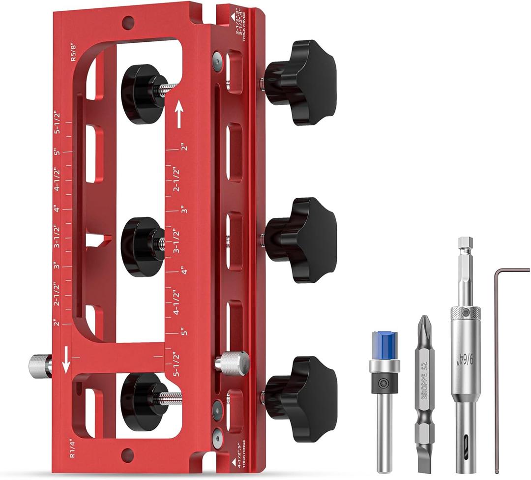 Door Hinge Jig, Aluminum Alloy Door Hinge Router Template, Adjustable Door Mortiser Fits Door Hinges from 2.5" to 5" Length, 1/4" Radius, 5/8" Radius and Types of Square