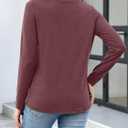 Womens Long Sleeve T Shirts V Neck Ruched Tops Loose Fit Pleated Tee Dressy Casual Tunic Blouses Fall Clothes (S)