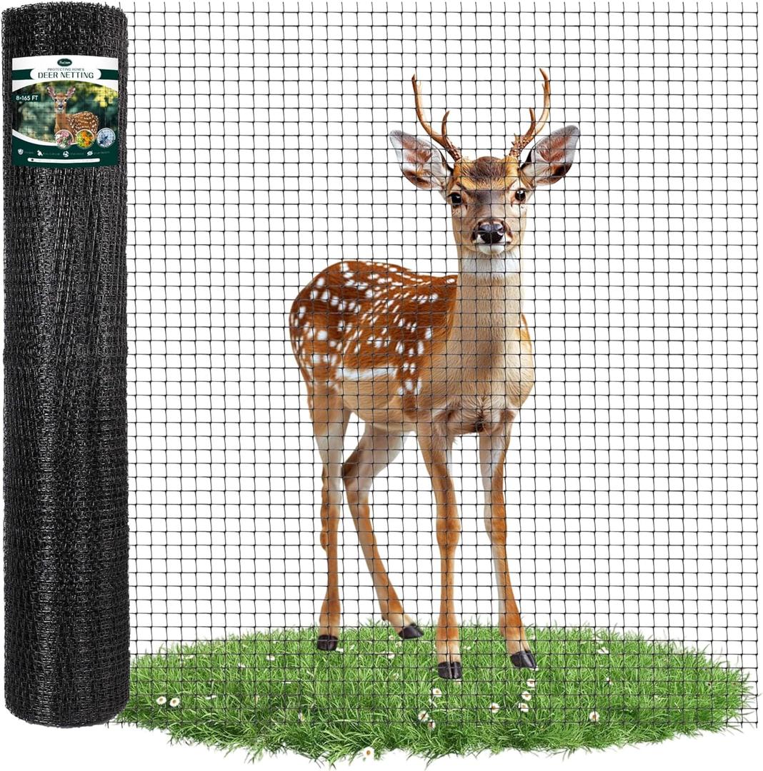 FRUITEAM 8ft165ft Deer-Fence,Deer-Netting for Garden,Wildlife Netting,Heavy Duty Garden Fencing Roll for Plant Protection