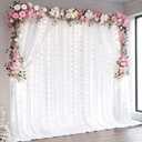 White Backdrop Curtains with Lights for Parties,10x10FT Wrinkle Free Wedding Photo Backdrop Curatin Drapes Fabric for Baby Shower Birthday Ceremony Reception Home Party Decorations-5ft x 10ft,2 Panels