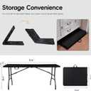 pollilar Folding Table 6FT HDPE 6 Foot Foldable Table Portable Banquet Surface Fold-in-Half Desk Utility for Working Meeting Parties, Picnic, Camping, Weddings, Catering, Garden Dining-Black