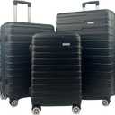 Luggage Sets - Suitcases with Wheels, 3 Piece Luggage Set ABS - Large Suitcase, Medium Suitcase, and Carry-On, Hard shell, TSA Lock (Black, 3-piece Set (28 Inch, 24 Inch, 20 Inch))