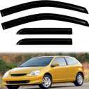 4PC Rain Guards for 2001-2005 Honda Civic Sedan Window Visors for 01-05 Vehicles w/ 4 Doors Deflectors Sun Shades Vent Tape On Out Channel