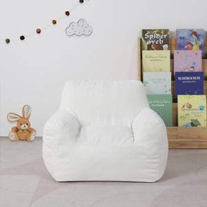 Bean Bag Chair for Kid, Shered Foam Filled Bean Bag Sofa, Toddler Chair with Corduroy Fabric, Kids Chair for 3 Years Kid Playing (White)