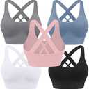 Evercute Sports Bra for Women Padded Medium Support Criss Cross Strappy Bras Seamless High Impact Yoga Exercise Athletic Bras XXL