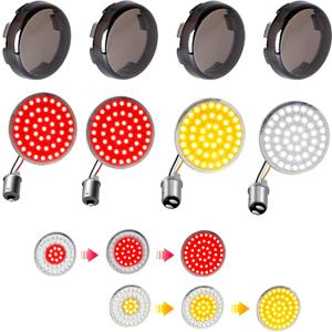 Sequential Led Turn Signals, 1157 Front + 1156 Rear Blinkers with Smoked Lens Compatible with Harley Sportster Softail Street Glide Road King Cruiser Turing