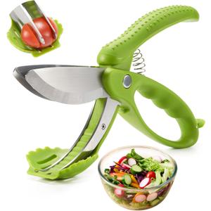 Salad Scissors, Salad Chopper with Double Blades, Lettuce Chopper, Lettuce Scissors for Chopped Salad, Chopped Salad Chopper Tool for Tossing and Chopping in Salad Bowl (Green)