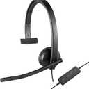 Logitech H570e Wired Headset, Mono Headphones with Noise-Cancelling Microphone, USB, In-Line Controls with Mute Button, Indicator LED, PC/Mac/Laptop - Black