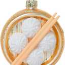 Set of 2 Blown Glass Chinese Soup Dumpling Ornament, Glass Dumpling Christmas Ornament, Xiao Long Bao Ornaments, Steamed Stuffed Buns Ornaments