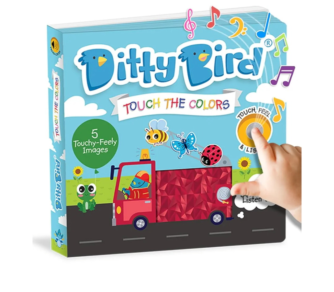 DITTY BIRD Touch & Feel Colors Edition Musical Books | Fun Montessori Toys & Learning Resources | Sensory Toys for Kids | Interactive Toddler Books for 1 Year Old to 3 Year Olds | Sturdy Baby Book