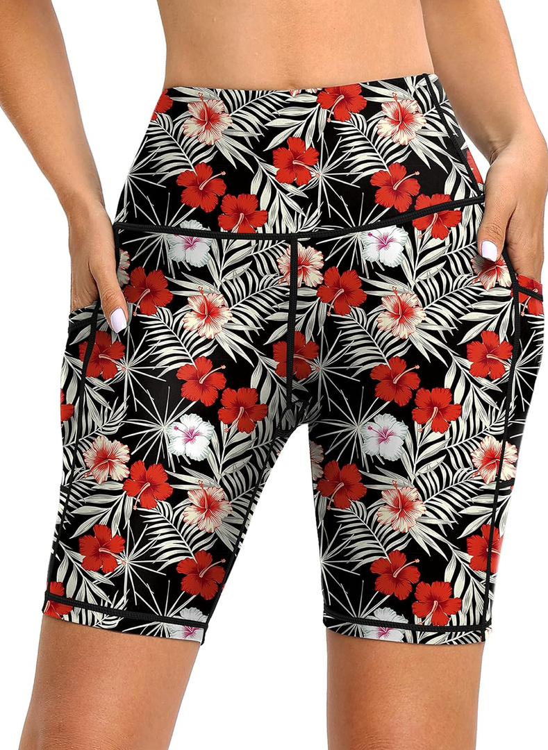 Blouty Women's 5''/7''/9'' Swim Shorts UPF 50+ High Waisted Board Shorts with Pockets Liner Quick Dry Swimsuit Bottoms,Size L