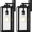 16-inch Large Outdoor Wall Light Fixture, Black Exterior Wall Lantern Waterproof, Farmhouse Porch Sconce Lighting With Glass, Modern Wall-Mounted Outside Lights for House, Garage, Patio Lamp, 2 Packs