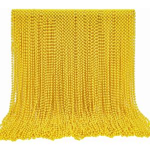 Garma 144 Pcs St Patricks Day Beads Bulk, 33 Inch 7mm Carnival Beaded Necklaces Accessories for St Patricks Day Festivals Decorations, Mardi Gras Parades, Night Club Dress-up Events Party Costume (Gold)