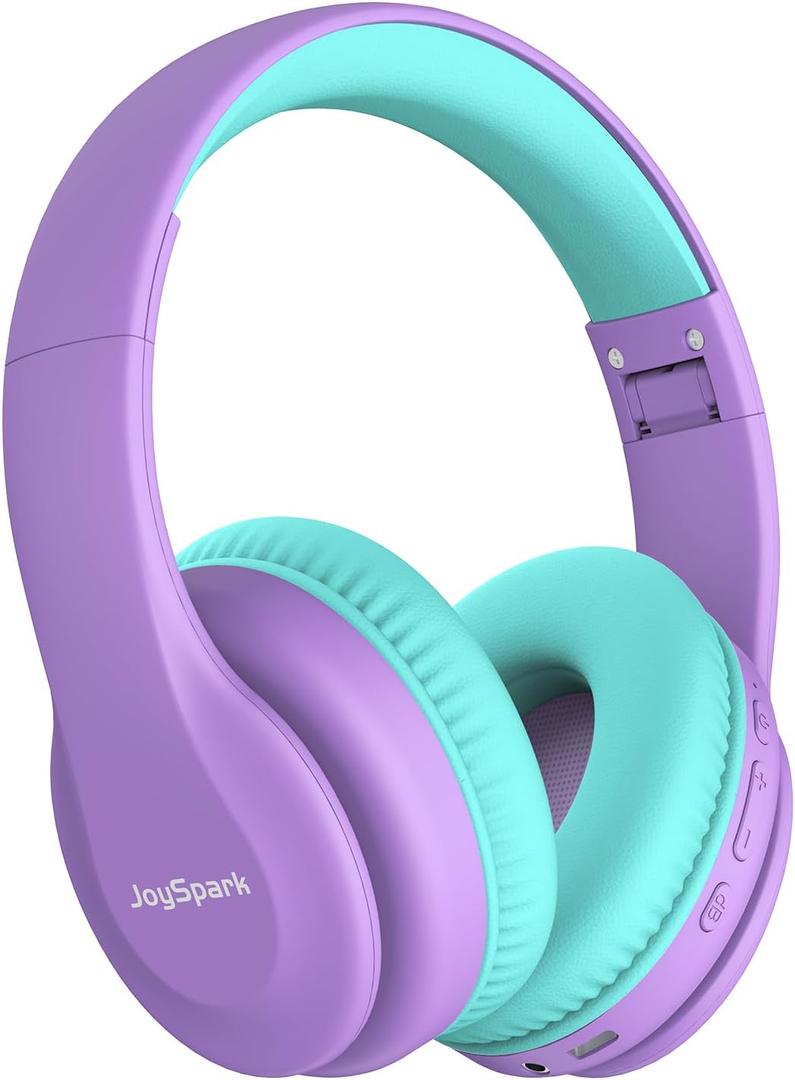 JoySpark Kids Bluetooth Headphones, Lightweight Wireless Headphones for Kids, 85/94dB Volume Limited, 60 Hours Playtime, Bluetooth 5.3, Over-Ear Toddler Headsets with Built-in Mic-Purple