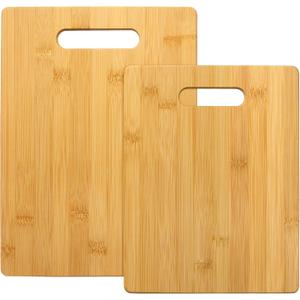 Totally Bamboo 2-Piece Cutting Board Set; 2 Assorted Sizes of Bamboo Wood Cutting Boards for Kitchen (Brown)