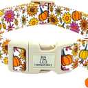 Fall Dog Collar,Halloween Pumpkin Floral Dog Collars for Large Dogs Party