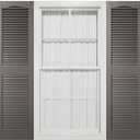 14 1/2"W x 48"H Mid-America Vinyl, Standard Size Cathedral Top Center Mullion, Open Louver Shutter, w/Installation Shutter-Lok's & Matching Screws (Per Pair), 010 - Musket Brown