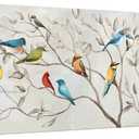 KREATIVE ARTS Spring Flowers Canvas Wall Art Birds on Tree Branches Picture Giclee Prints Grey Oil Paintings Reproduction for Bedroom Ready to Hang 20x55inch