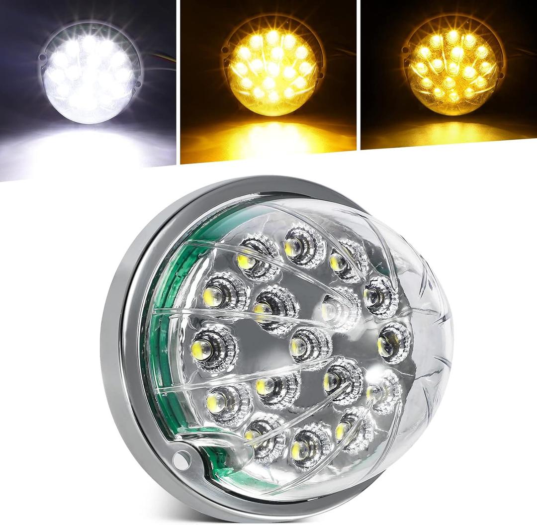 Partsam 1PC Dual Revolution 17 Led Watermelon Light for Semi Truck, Amber Turn Signal and Marker to White Auxiliary Light, Under glow Lights Compatible with Freightliner Kenworth Peterbilt