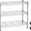 Simple Deluxe 3-Tier Storage Shelves, 750 Lbs Loading Capacity, 24.02" W x 13.78" D x 21.97" H Shelving Unit for Garage, Pantry and Kitchen, Chrome, 3-Tier, 24"W x 14"D x 22"H