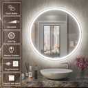 30 Inch Round LED Mirror for Bathroom, Front Light & Backlit, Adjustable Brightness, Anti-Fog, Memory, CRI 90+, Frameless Round Vanity Mirror with Lights