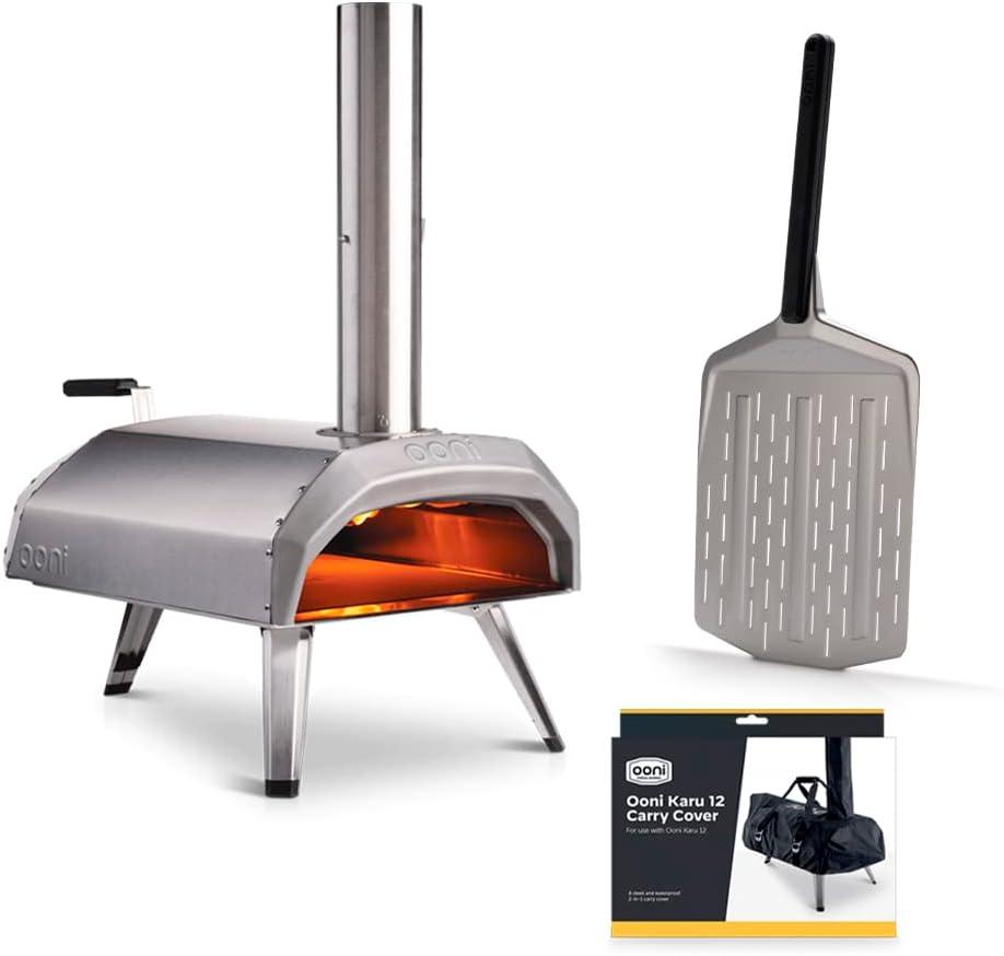 Ooni Karu 12 Multi-Fuel Pizza Oven - Pro Bundle - Includes 12" Perforated Peel and Cover