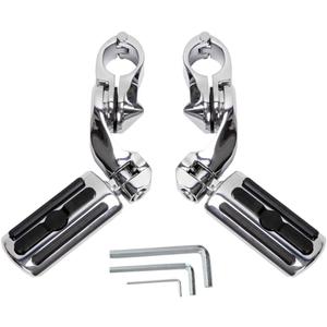 HY-SPEED Motorcycle Highway Pegs Crash Bar with 1.25" Engine Guard Adjustable Foot Peg Compatible with Touring Street Glide Electra Glide Road King Softail Chrome