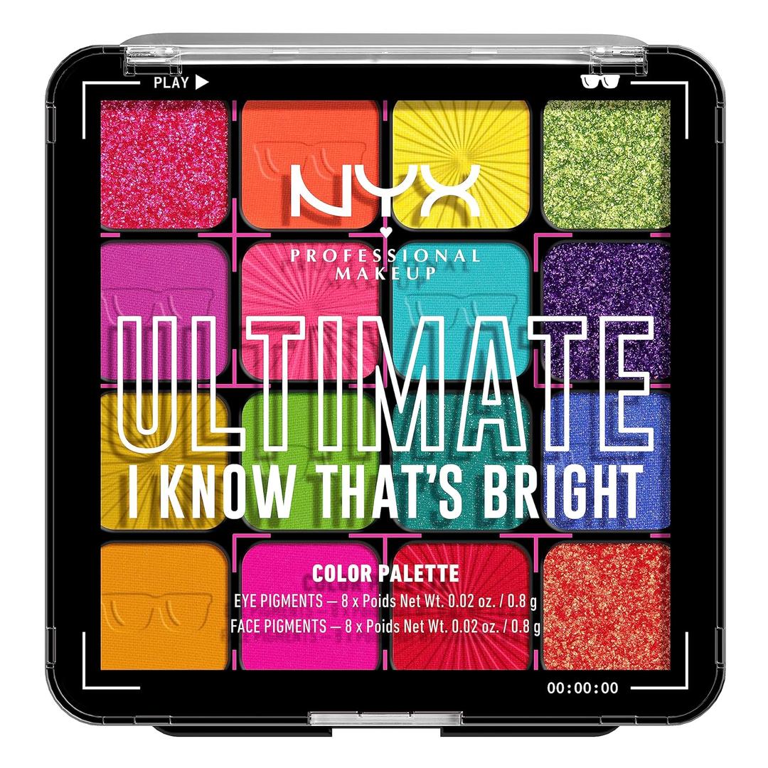 Nyx Professional Make up, Ultimate Shadow Palette, Eyeshadow Palette - I Know That's Bright