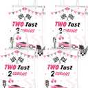 Roselush 16 Pcs Two Fast 2 Curious 2nd Birthday Goodie Bag,Pink Race Car 2nd Birthday Gift Snacks Treat Candy Party Favors Bags for Girls Second Bday Party Decorations Supplies