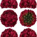 BLOSMON Hydrangea Artificial Flowers Ball Centerpieces 6 Pcs Burgundy Fake Flowers Silk Hydrangea Flower Balls Faux Hydrangeas Floral Arrangements Bouquet for Wedding Home Room Table Decoration