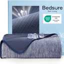 Bedsure Summer Cooling Blanket Queen Size for Hot Sleepers with Sports Mesh Design, Arc-Chill Q-Max 0.4 Lightweight Breathable Ice Cold Blanket for Night Sweats, 90 x 90 Inches, Mesh Navy
