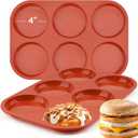 JOERSH 2-PK Silicone Egg Mold Non-Stick 4 Inch Jumbo Size Muffin Top Pan, Large Round Silicone Molds for Baking Hamburger Bun, Egg Bites, Breakfast Sandwiches, Pancakes (2 Pcs: 6-Cup Jumbo)