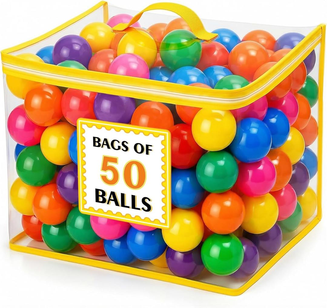 Ball Pit Balls for Toddlers: 50 Colorful Non-Toxic Balls with BPA-Free, Phthalate-Free, Crush-Resistant Polyethylene Plastic, 2.2 Inches, Perfect Toy for Boys and Girls Play (Rainbow)